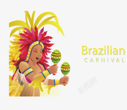 巴西狂欢节羽毛头饰巴西女郎矢量图高清图片