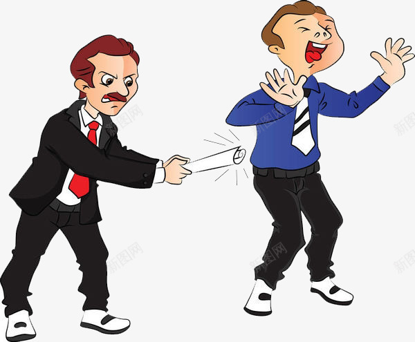 打人的画面png免抠素材_新图网 https://ixintu.com 卡通手绘 套装 尖叫的人 愤怒 西装革履 领带