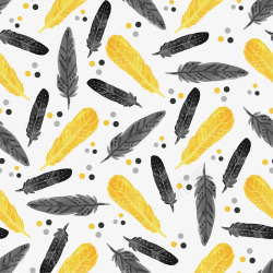黄色黑色斑点鱼卡通羽毛素材