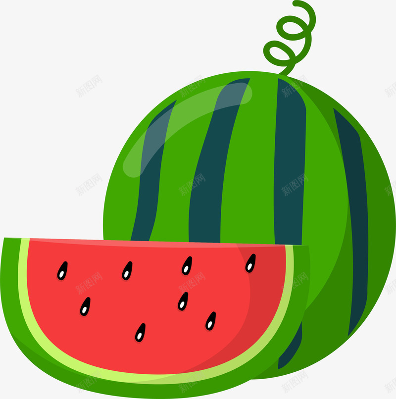 夏季卡通西瓜食物png免抠素材_新图网 https://ixintu.com 卡通图案 夏季 水果 矢量图案 西瓜 食物