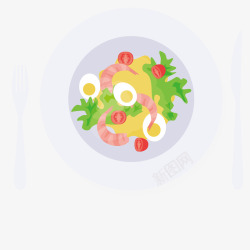 卡通茶餐厅海鲜鸡蛋面矢量图高清图片