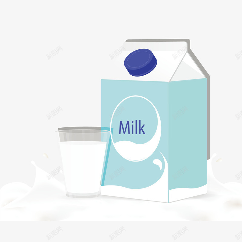 手绘牛奶插画png免抠素材_新图网 https://ixintu.com 包装 包装盒 手绘美食 手绘食物 牛奶 牛奶盒 盒子 矢量食物 美食 食物