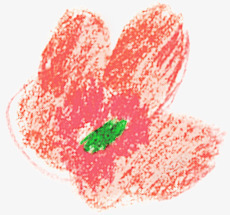 蜡笔红色花朵手绘婚礼素材