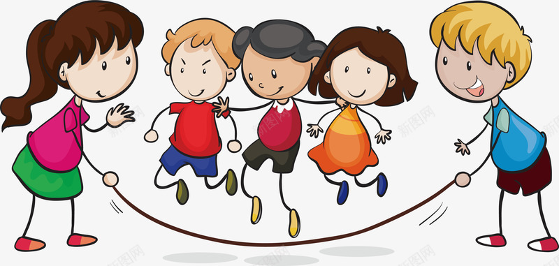 跳大绳的孩子们png免抠素材_新图网 https://ixintu.com 做游戏 自由活动 跳大绳 集体活动