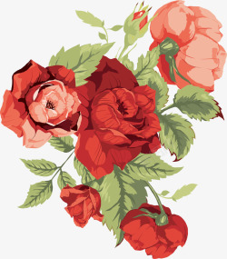 手绘彩色玫瑰漫画背景素材