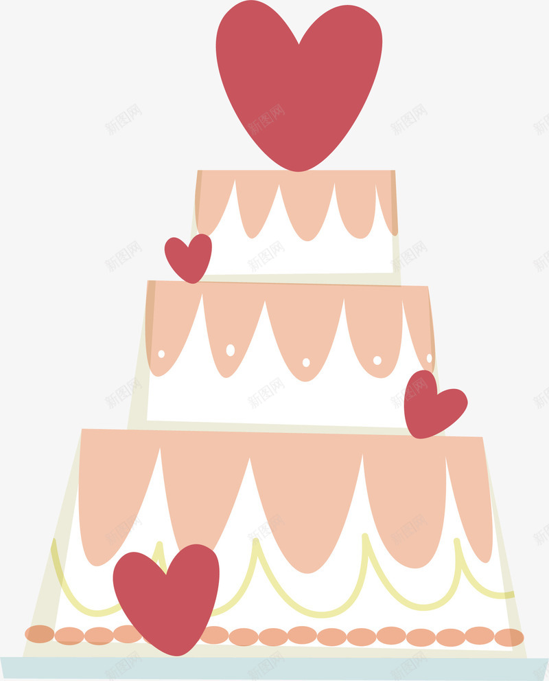 粉红色爱心蛋糕矢量图eps免抠素材_新图网 https://ixintu.com 奶油蛋糕 婚礼蛋糕 爱心蛋糕 矢量素材 矢量图