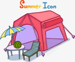 夏令营图标卡通夏季露营图标高清图片