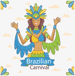 美丽巴西女郎羽毛装饰巴西女郎矢量图高清图片
