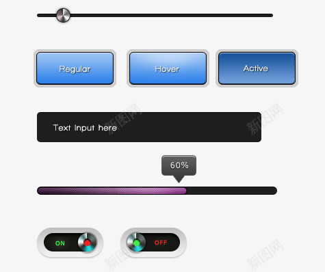 UI用户界面控件png免抠素材_新图网 https://ixintu.com UI社交 关机键 按钮 控件 进度条