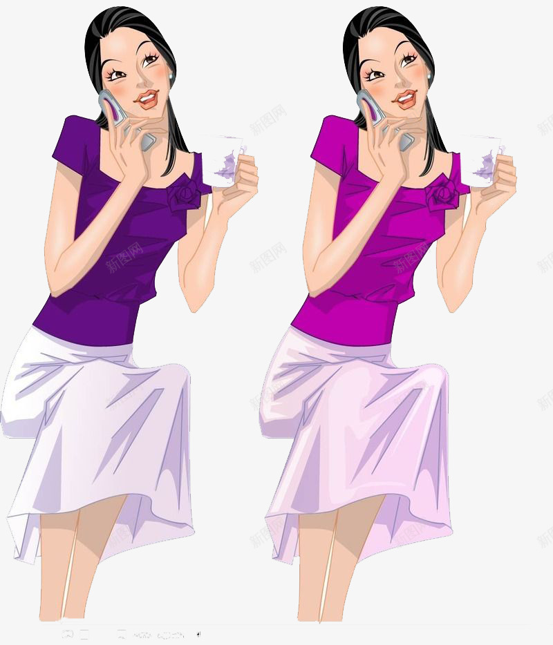 拿着手机打电话的女士png免抠素材_新图网 https://ixintu.com 卡通 坐着 女士 开心 微笑 手机 手绘 美女 美女拿东西