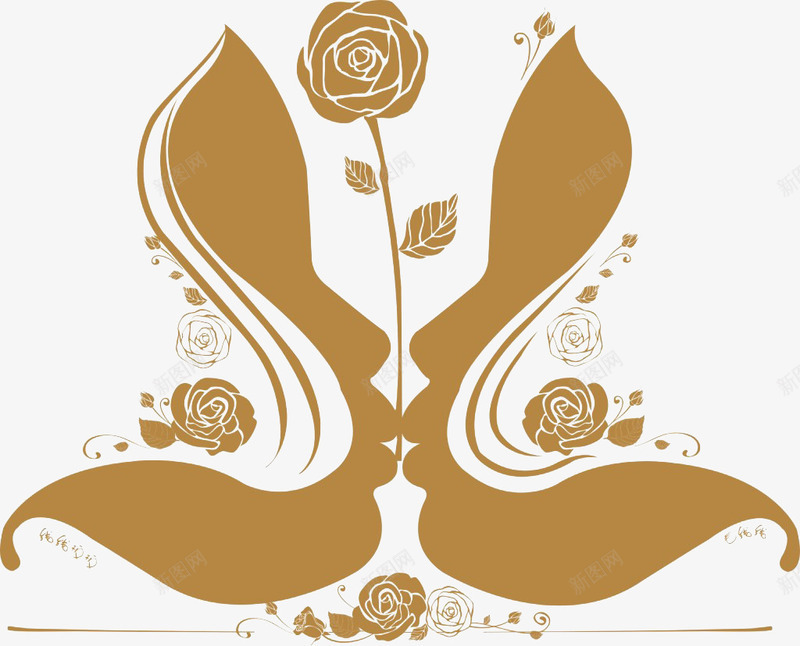 婚庆logo吻玫瑰图标png_新图网 https://ixintu.com 吻 婚庆logo 玫瑰