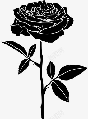 手绘盛开玫瑰花图标图标