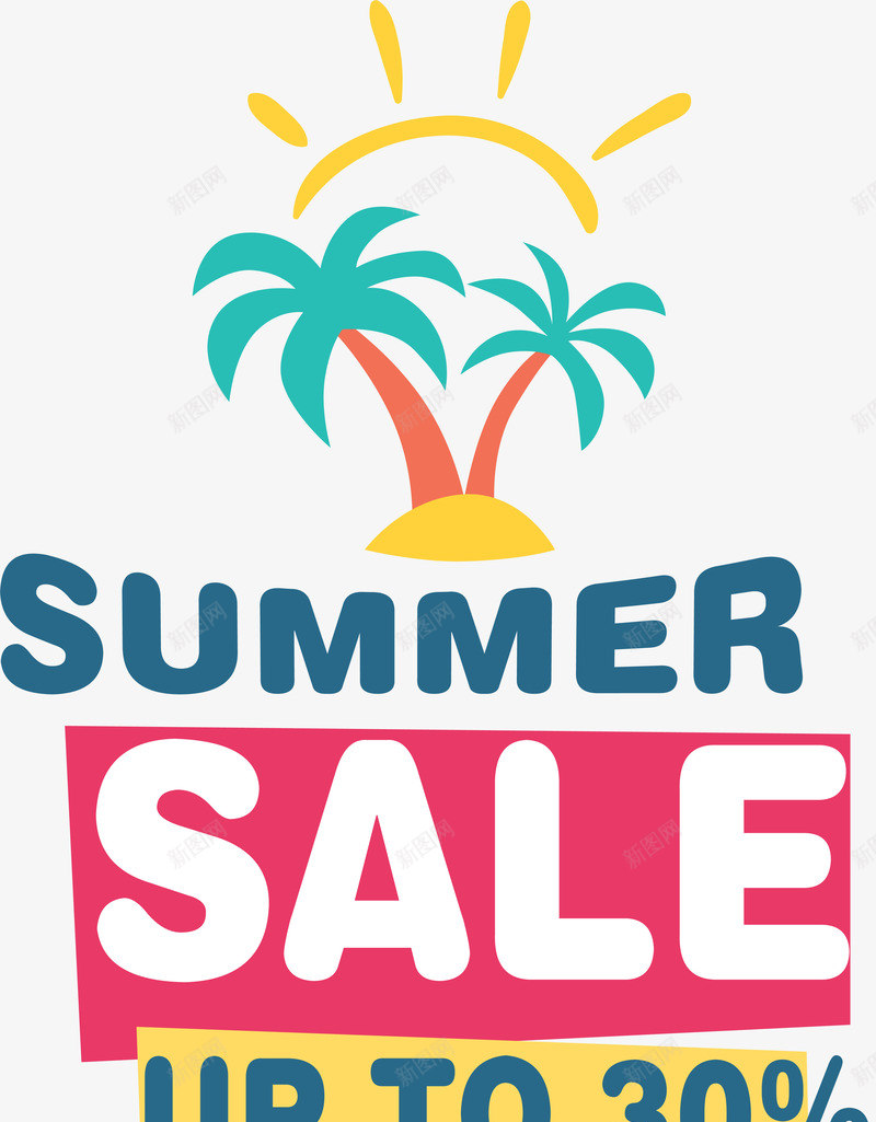 卡通椰树夏季促销标签png免抠素材_新图网 https://ixintu.com SALE summer 促销 卡通标签 椰树 装饰