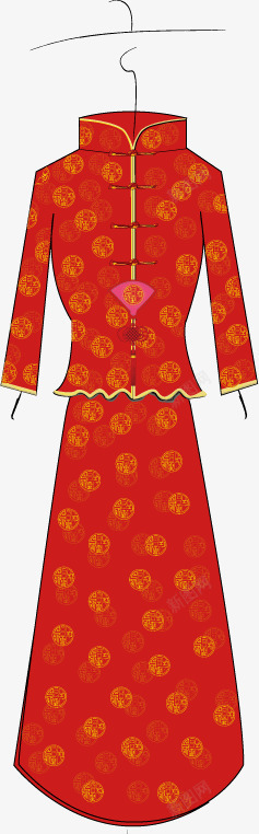 红色婚礼旗袍素材