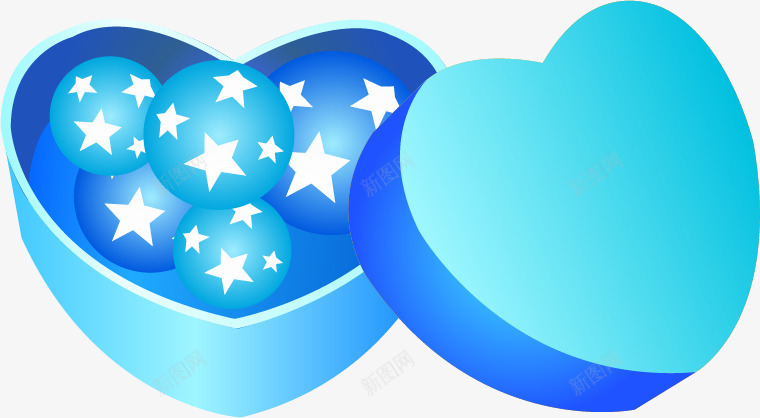 蓝色心形礼物盒png免抠素材_新图网 https://ixintu.com UI 卡通 圆球 心形礼物盒 手绘 盒子 蓝色