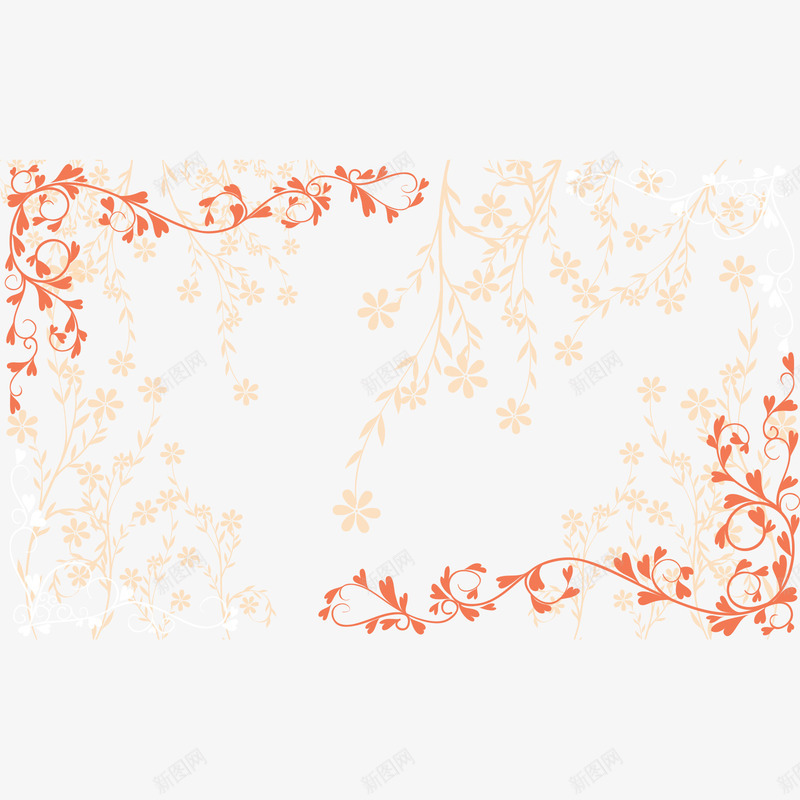 橙色花纹树枝叶装饰矢量图eps免抠素材_新图网 https://ixintu.com 婚礼 树枝 橙色 花纹 装饰 矢量图