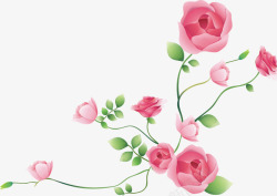 卡通手绘粉色唯美玫瑰花素材