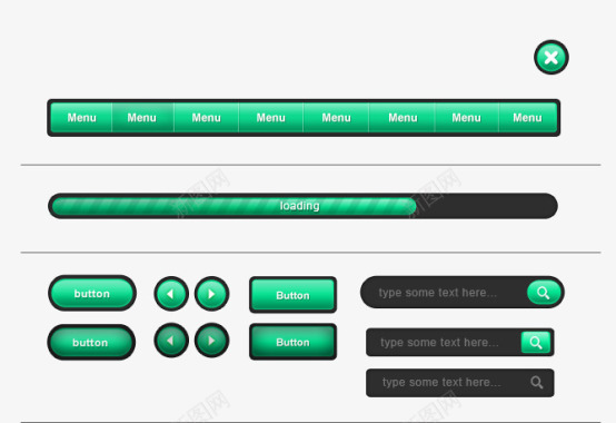 果绿色UI工具按钮包图标图标