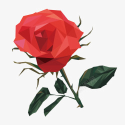 晶格化装饰免扣PNG图晶格化红色玫瑰高清图片