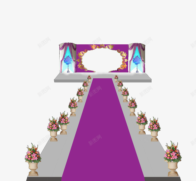 紫色舞台元素png免抠素材_新图网 https://ixintu.com kt板 大型KT板 婚庆背景 婚庆舞台 婚礼 婚礼资料 舞台 设计