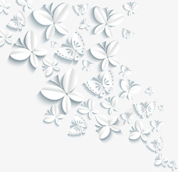创意白色的花卉蝴蝶纹理素材
