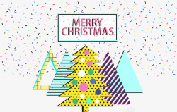 圣诞卡封面彩色折纸圣诞树矢量图高清图片