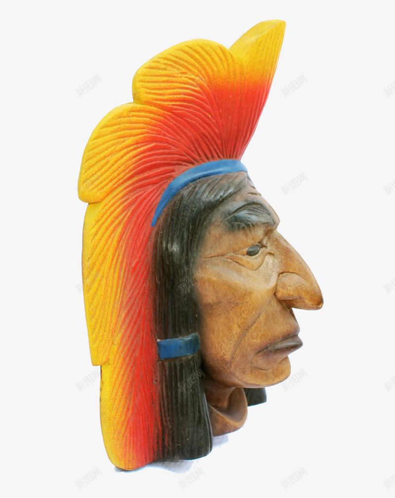 印第安面具png免抠素材_新图网 https://ixintu.com 印第安 羽毛 酋长 面具 黄色