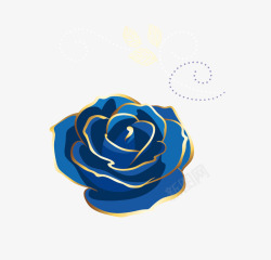 手绘蓝色的玫瑰花素材