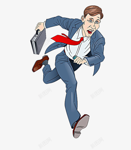 一个上班快迟到的人png免抠素材_新图网 https://ixintu.com 上班族 卡通手绘 商务人士 奔跑的人 西装革履 领带