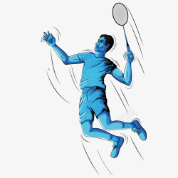素描画打羽毛球的男人矢量图素材