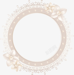 蕾丝花蕾丝边装饰的圆形边框高清图片