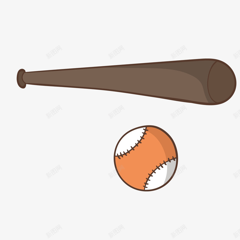 棒球棍与棒球png免抠素材_新图网 https://ixintu.com 卡通棒球 圆形棒球 棍子 棒球棍 背景装饰