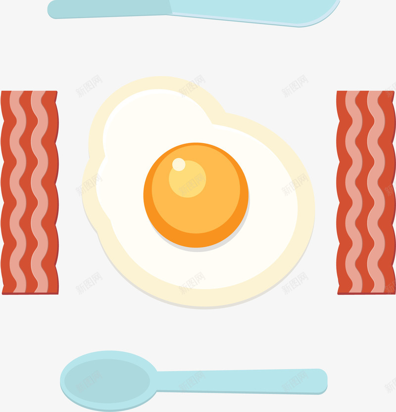 卡通煎鸡蛋餐具png免抠素材_新图网 https://ixintu.com 勺子 卡通手绘 煎鸡蛋 西餐 餐具