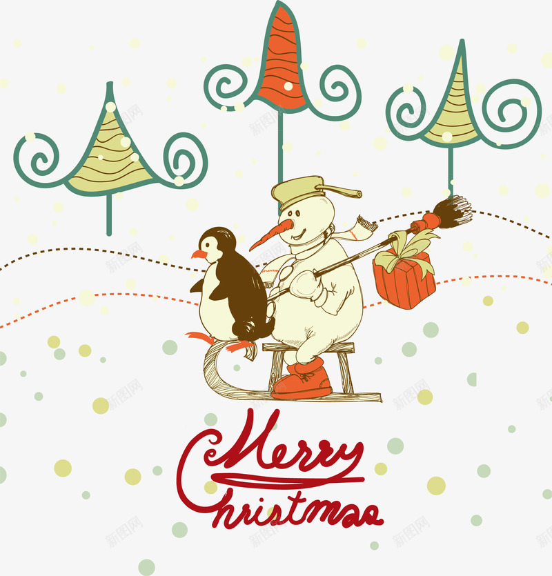 坐在雪橇上的雪人png免抠素材_新图网 https://ixintu.com 下雪 企鹅 冬天 卡通 圣诞节快乐 壁纸 封面 彩色手绘 插图 雪人 雪橇