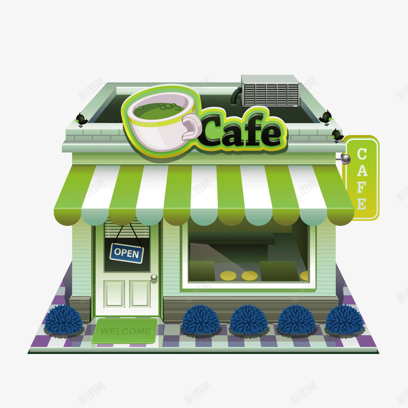 卡通西式咖啡馆png免抠素材_新图网 https://ixintu.com 卡通 咖啡馆 西式