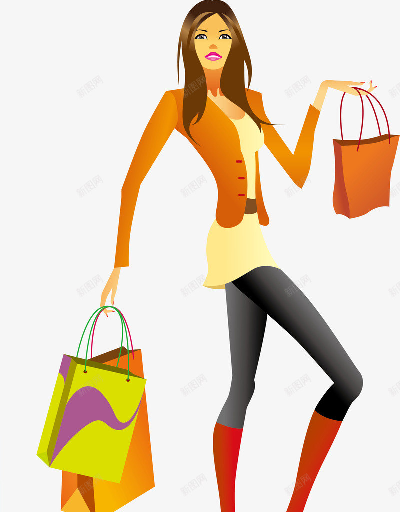 提着购物袋的女人png免抠素材_新图网 https://ixintu.com 人物 卡通人物 卡通美女 女人 手提东西 美女 美女提东西 美女提包 美女提袋子 袋子 购物袋子