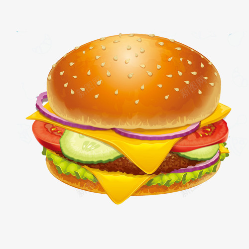 手绘可口的汉堡png免抠素材_新图网 https://ixintu.com 卡通 手绘 汉堡 肉饼 蟹黄堡 西餐食物 面包片