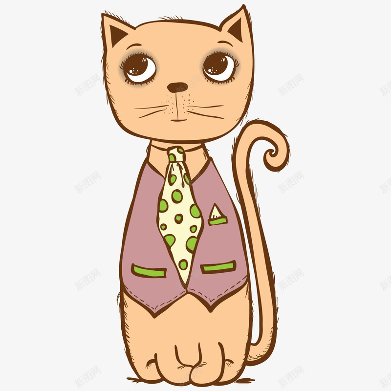 卡通穿着西装的猫咪png免抠素材_新图网 https://ixintu.com 动物 卡通小猫 可爱猫咪 小猫 帅气的猫咪 手绘猫咪 西装