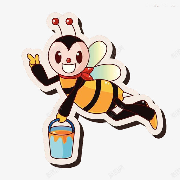蜜蜂提蜂蜜桶png免抠素材_新图网 https://ixintu.com 卡通手绘 拎 拎东西 拿着 挎着 提东西 提着蜂蜜桶 提起来 蜜蜂 黄蜂