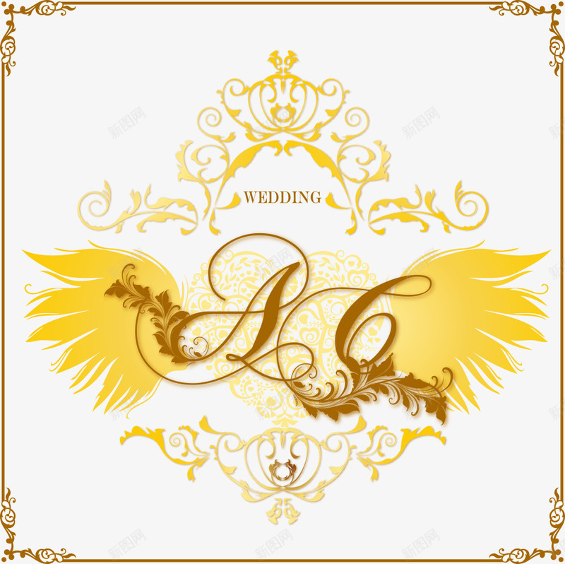 翅膀边框logo矢量图图标ai_新图网 https://ixintu.com logo设计 天使logo 婚礼logo 婚礼logo设计 矢量logo 矢量图 矢量婚礼logo 翅膀 边框