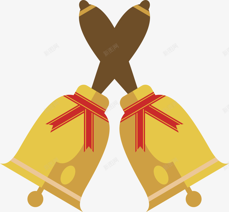 黄色手摇铃铛png免抠素材_新图网 https://ixintu.com 婚礼铃铛 摇铃 矢量素材 铜铃 黄色