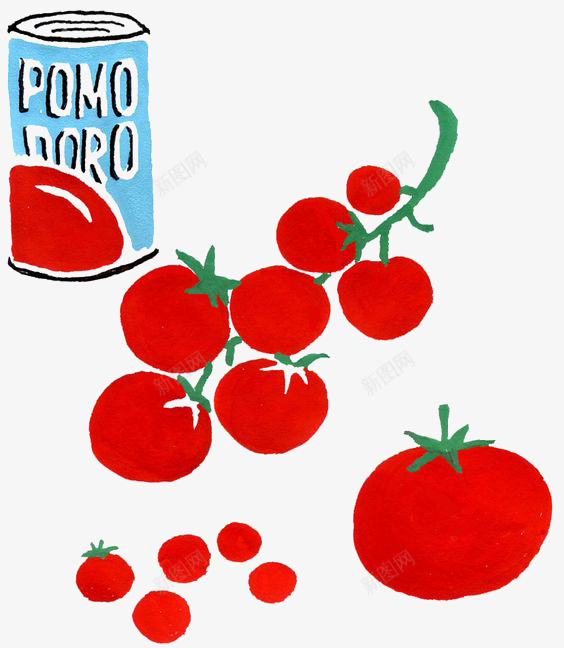 番茄罐头png免抠素材_新图网 https://ixintu.com 卡通 手绘 插画 番茄 蔬菜 西红柿