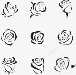 白玫瑰手绘九朵白玫瑰高清图片