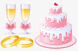 新婚蛋糕卡通婚礼装饰高清图片