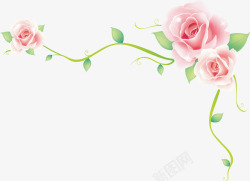 玫瑰花边玫瑰花海矢量图素材