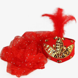 新疆舞蹈红色新疆女士花帽高清图片