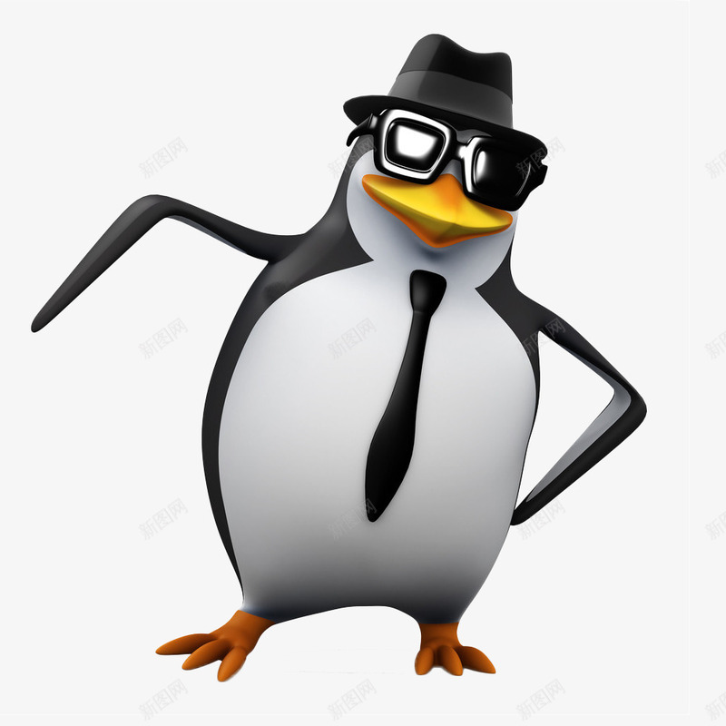 带墨镜的企鹅png免抠素材_新图网 https://ixintu.com 企业 卡通 墨镜 帽子 西装