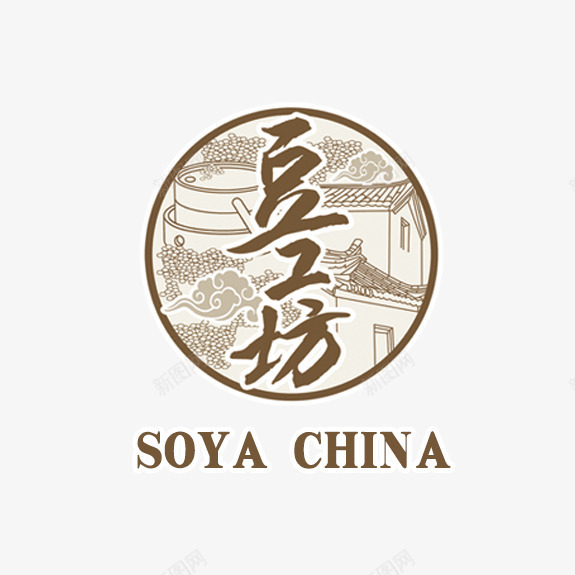 豆坊奶茶logo图标png_新图网 https://ixintu.com logo 古风 奶茶 奶茶logo 豆坊