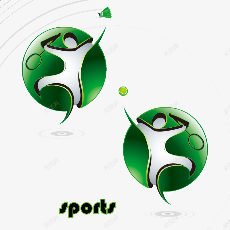 创意羽毛球网球标志图标png_新图网 https://ixintu.com png素材 sports 创意 图标 绿色 网球 羽毛球