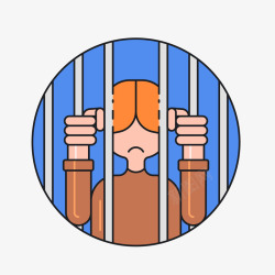 卡通监狱坐牢人物圆形标签高清图片